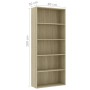 Libreria 5 Ripiani Rovere Sonoma 80x30x189 cm Legno Multistrato