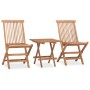 Set da Pranzo da Giardino Pieghevole 3 pz in Massello di Teak