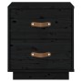 Comodino Nero 40x34x45 cm in Legno Massello di Pino