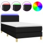 Letto a Molle con Materasso e LED Nero 80x200 cm in Tessuto