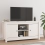 Mobile Porta TV Bianco 103x36,5x52 cm in Legno Massello di Pino