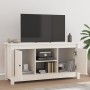 Mobile Porta TV Bianco 103x36,5x52 cm in Legno Massello di Pino