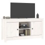 Mobile Porta TV Bianco 103x36,5x52 cm in Legno Massello di Pino