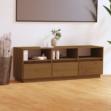 Mobile TV Marrone Miele 140x37x35 cm in Legno Massello di Pino