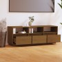 Mobile TV Marrone Miele 140x37x35 cm in Legno Massello di Pino