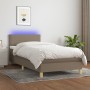 Letto a Molle con Materasso e LED Tortora 80x200 cm in Tessuto