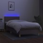 Letto a Molle con Materasso e LED Tortora 80x200 cm in Tessuto