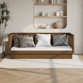 Dormeuse Marrone Miele 90x200 cm in Legno Massello di Pino