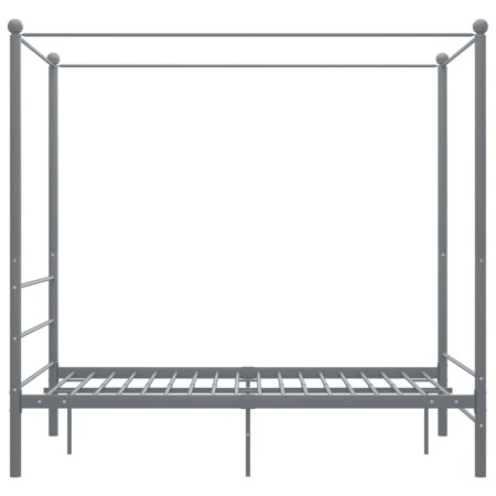 Letto a Baldacchino Grigio in Metallo 140x200 cm