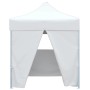 Gazebo Pieghevole Professionale 4 Pareti 2x2m Acciaio Bianco