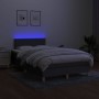 Letto a Molle Materasso e LED Grigio Scuro 120x200cm in Tessuto