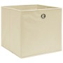 Scatole Portaoggetti con Coperchi 4pz Crema 32x32x32 cm Tessuto