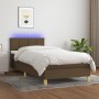 Letto a Molle Materasso e LED Marrone Scuro 90x200cm in Tessuto