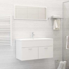 Set Mobili da Bagno 2 pz Bianco in Legno Multistrato