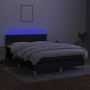 Letto a Molle con Materasso e LED Nero 140x200 cm in Tessuto