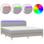 Letto a Molle Materasso e LED Grigio Chiaro 160x200 cm Tessuto