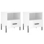 Comodini 2 pz Bianco Lucido 40x35x47,5 cm in Legno Multistrato