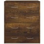 Credenza con 4 Cassetti 60x30,5x71 cm Rovere fumo