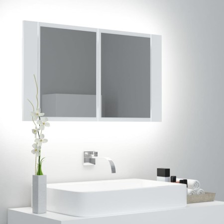 Armadietto a Specchio con Luci LED Bianco 80x12x45 in Acrilico