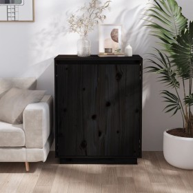 Credenza Nera 60x34x75 cm in Legno Massello di Pino