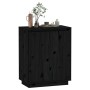 Credenza Nera 60x34x75 cm in Legno Massello di Pino
