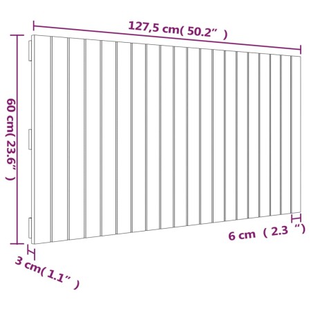 Testiera da Parete Nera 127,5x3x60 cm in Legno Massello di Pino