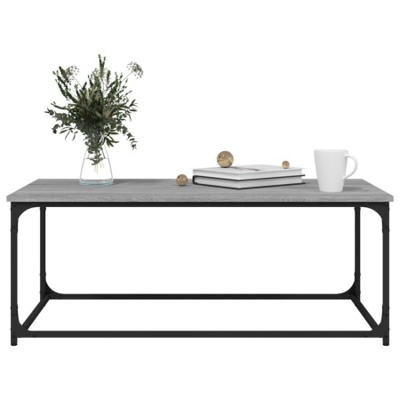 Tavolino Grigio Sonoma 102x50x40cm in Legno Multistrato e Ferro