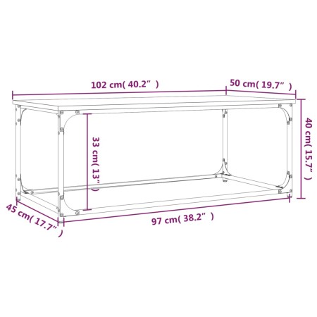 Tavolino Grigio Sonoma 102x50x40cm in Legno Multistrato e Ferro