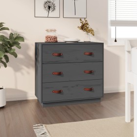 Credenza Grigia 80x40x75 cm in Legno Massello di Pino