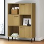 Libreria con Gambe Metallo Marrone 90x35x128,5 cm Massello OSLO