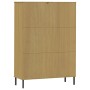 Libreria con Gambe Metallo Marrone 90x35x128,5 cm Massello OSLO