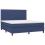 Letto a Molle con Materasso e LED Blu 180x200 cm in Tessuto