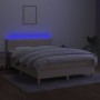 Letto a Molle con Materasso e LED Crema 140x200 cm in Tessuto