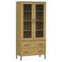 Libreria con Gambe Metallo Marrone 85x35x172,5 cm Massello OSLO