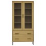 Libreria con Gambe Metallo Marrone 85x35x172,5 cm Massello OSLO