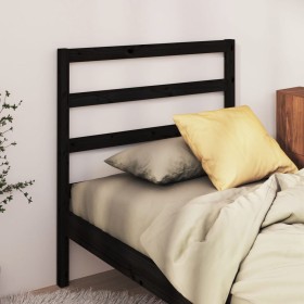 Testiera per Letto Nera 95x4x100 cm in Legno Massello di Pino