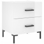 Comodini 2 pz Bianco Lucido 40x35x47,5 cm in Legno Multistrato