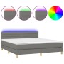 Letto a Molle Materasso e LED Grigio Scuro 180x200cm in Tessuto