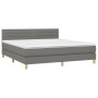 Letto a Molle Materasso e LED Grigio Scuro 180x200cm in Tessuto