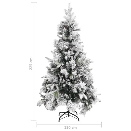 Albero di Natale con Neve Floccata e Pigne 225 cm PVC e PE