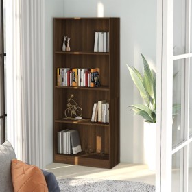 Libreria 4 Ripiani Rovere Marrone 60x24x142cm Legno Multistrato