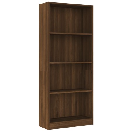 Libreria 4 Ripiani Rovere Marrone 60x24x142cm Legno Multistrato