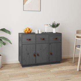 Credenza Grigia 100x40x75 cm in Legno Massello di Pino