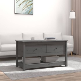 Tavolino da Salotto Grigio 102x49x55 cm Legno Massello di Pino