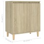 Credenza con Gambe Legno Massello Sonoma 60x35x70cm Multistrato