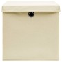 Scatole Portaoggetti con Coperchi 10pz Crema 32x32x32cm Tessuto