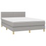 Letto a Molle Materasso e LED Grigio Chiaro 140x200 cm Tessuto