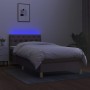 Letto a Molle con Materasso e LED Tortora 80x200 cm in Tessuto