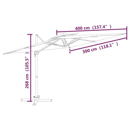 Ombrellone a Sbalzo Doppio Piano Verde 400x300 cm