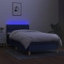 Letto a Molle con Materasso e LED Blu 100x200cm in Tessuto